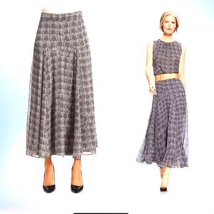 CAbi Style #608 & #546 Chloe Tunic Top & Midi Skirt, Black & White, L & 12